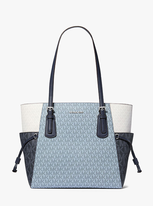 Voyager Large Color-Block Signature Logo Tote Bag michael kors voyager large color block signature logo tote bag
