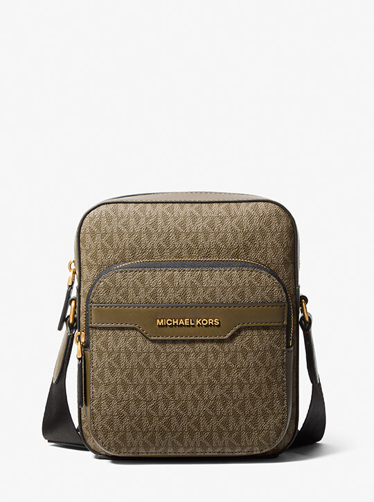 michael kors hudson mini signature logo flight bag