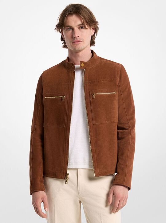 Suede Double-Zip Racer Jacket michael kors suede double zip racer jacket
