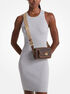 michael kors bradshaw extra small metallic signature logo camera crossbody bag