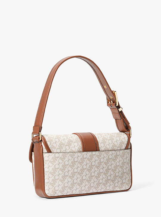 Colby Medium Empire Signature Logo Shoulder Bag, VANILLA/LUGG