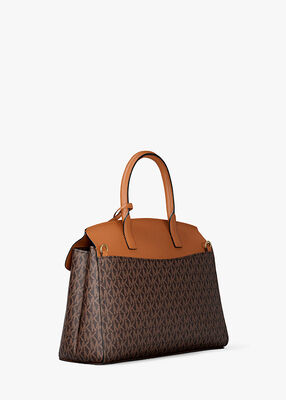 michael kors landry medium signature logo satchel