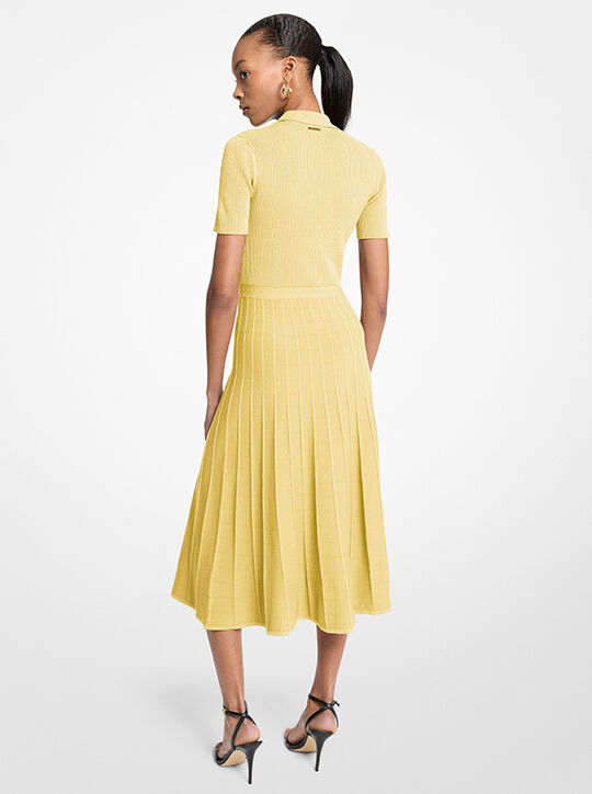 Ribbed Stretch Knit Polo Midi Dress michael kors ribbed stretch knit polo midi dress