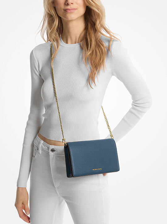 michael kors jet set medium pebbled leather crossbody bag