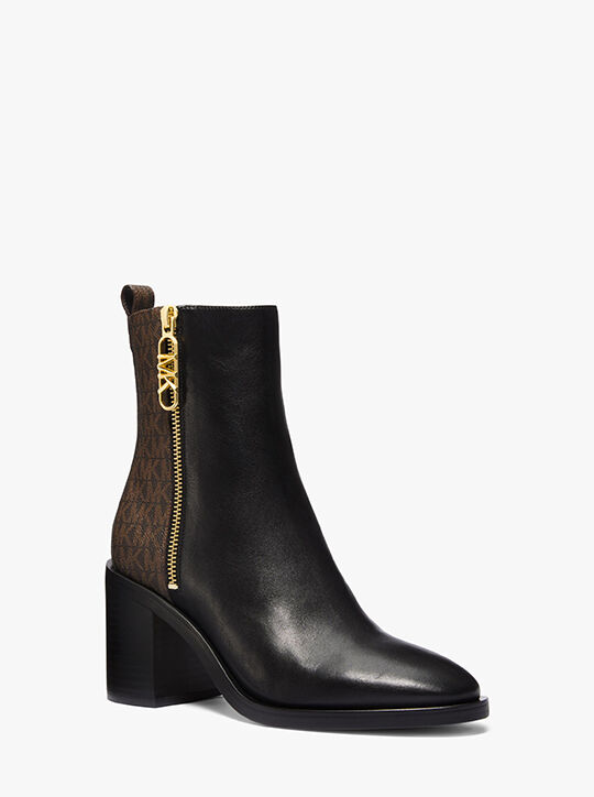 Regan Leather and Signature Logo Boot michael kors regan leather and signature logo boot