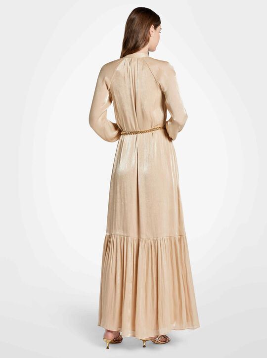 Metallic Crinkled Georgette Belted Kaftan Dress michael kors metallic crinkled georgette belted kaftan dress