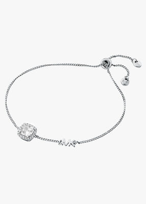michael kors precious metal plated sterling silver logo slider bracelet