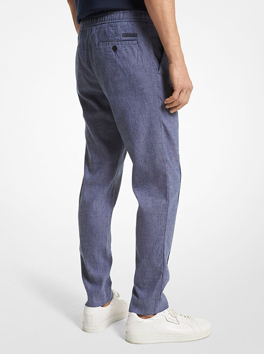Pintucked Linen and Cotton Blend Pants michael kors pintucked linen and cotton blend pants