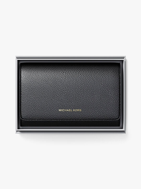 michael kors jet set large pebbled leather wallet