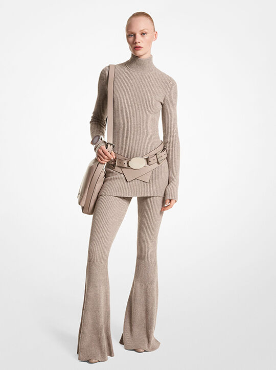 Ribbed Cashmere Flared Pants michael kors ribbed cashmere flared pants