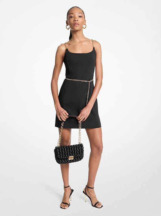 michael kors chain strap belted bustier mini dress
