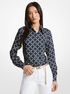 michael kors empire logo print satin blouse