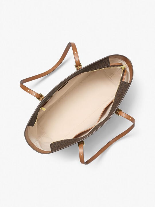 Quinn Large Signature Logo and Leather Tote Bag michael kors quinn large signature logo and leather tote bag