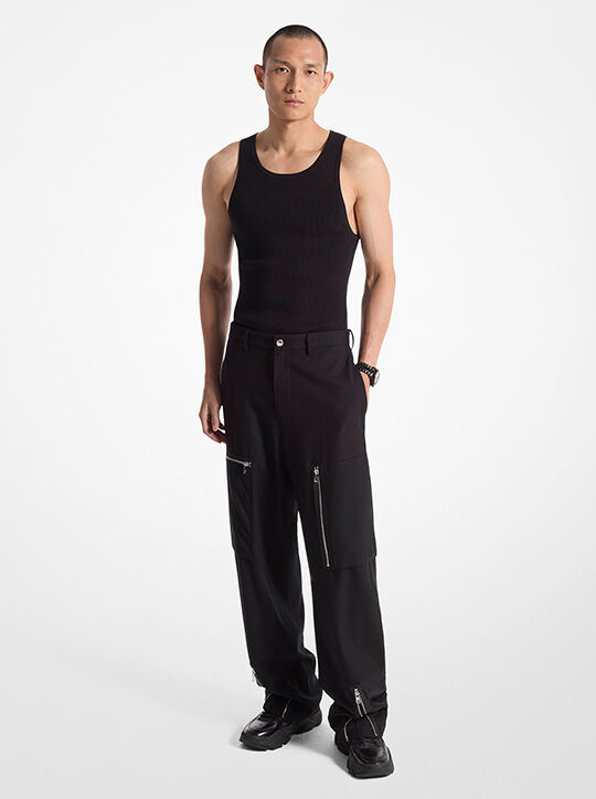 michael kors stretch wool zip cargo pants