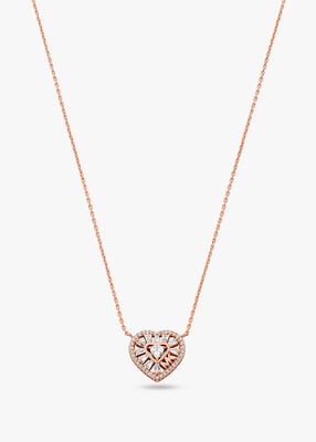 Michael Kors 14K Rose Gold-Plated Tapered Baguette Heart Pendant Necklace