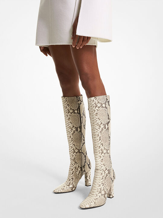 Carly Python Embossed Leather Boot michael kors carly python embossed leather boot