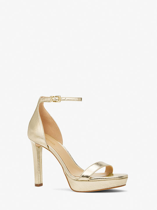 michael kors margot metallic faux leather platform sandal