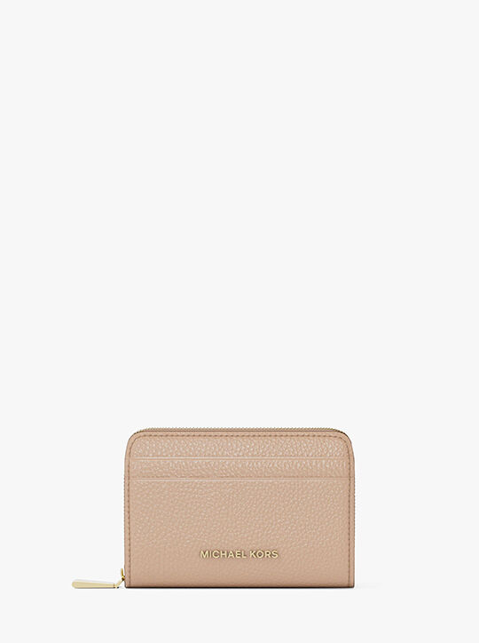 michael kors jet set small pebbled leather zip around card case