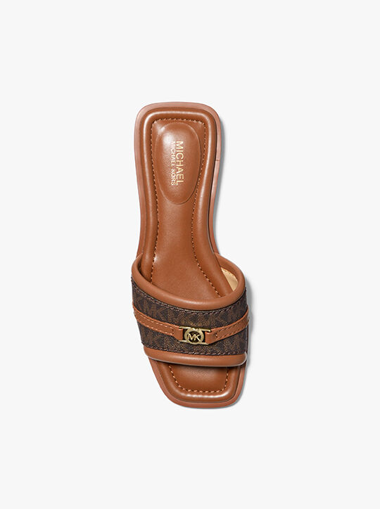 Mandy Signature Logo Slide Sandal michael kors mandy signature logo slide sandal