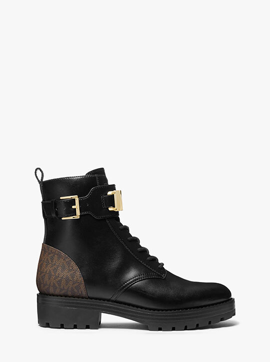 Reed Faux Leather and Logo Combat Boot | Michael Kors Official Website