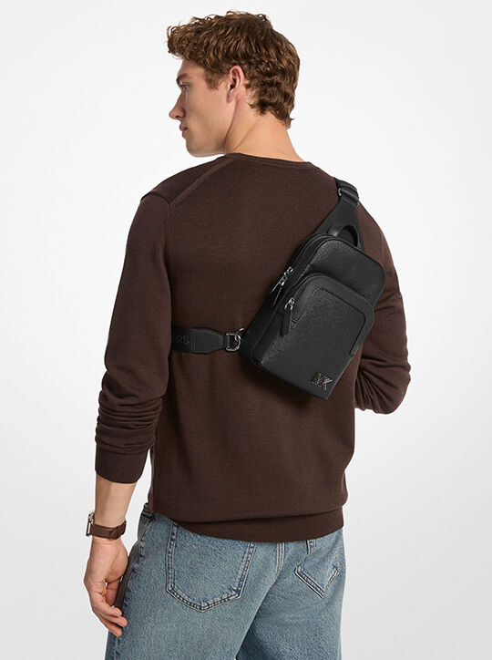 Edison Scratch-Resistant Crossgrain Leather Sling Pack michael kors edison scratch resistant crossgrain leather sling pack
