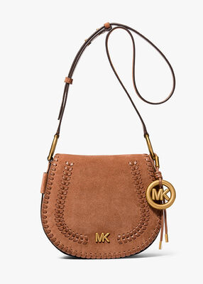 michael kors josie medium whipstitched suede saddle bag