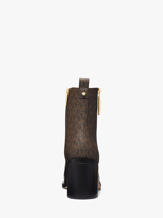 Regan Leather and Signature Logo Boot michael kors regan leather and signature logo boot