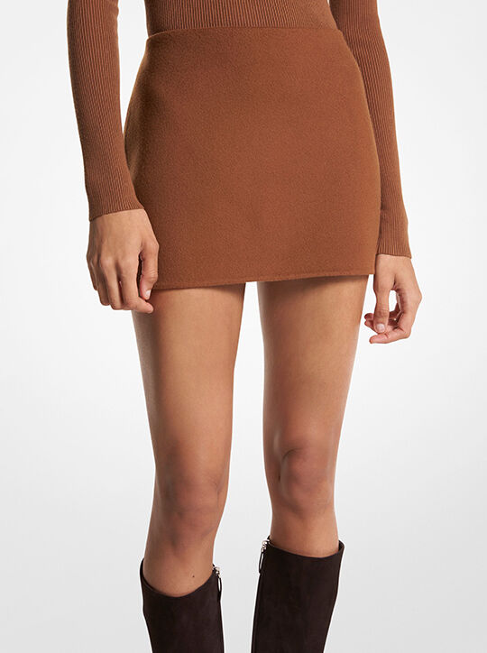 michael kors double faced wool melton mini skirt