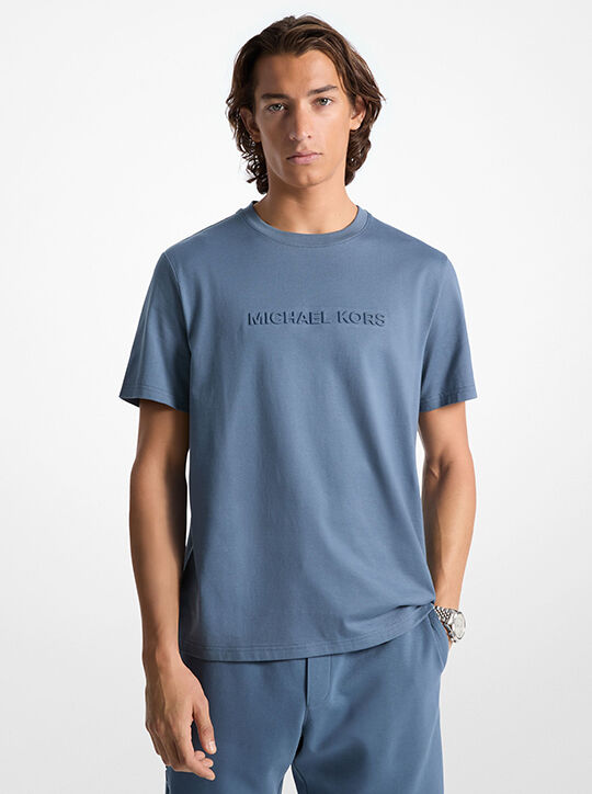 Logo Embossed Cotton T-Shirt michael kors logo embossed cotton t shirt