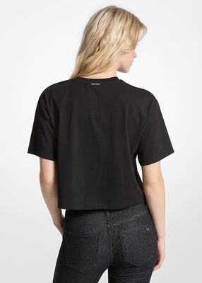 michael kors logo studded cotton jersey t shirt