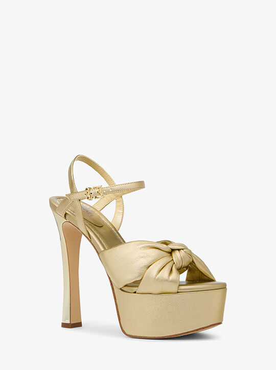 michael kors elena metallic leather platform sandal