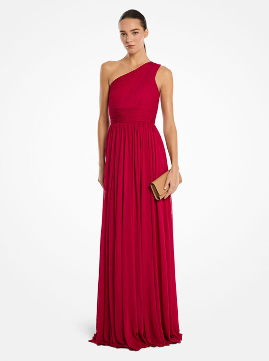 Chiffon Jersey One-Shoulder Gown michael kors chiffon jersey one shoulder gown