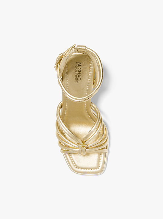 michael kors astra metallic leather sandal