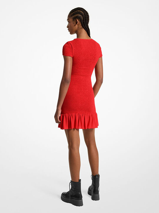 michael kors smocked georgette mini dress
