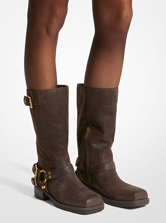 michael kors crosby suede moto boot