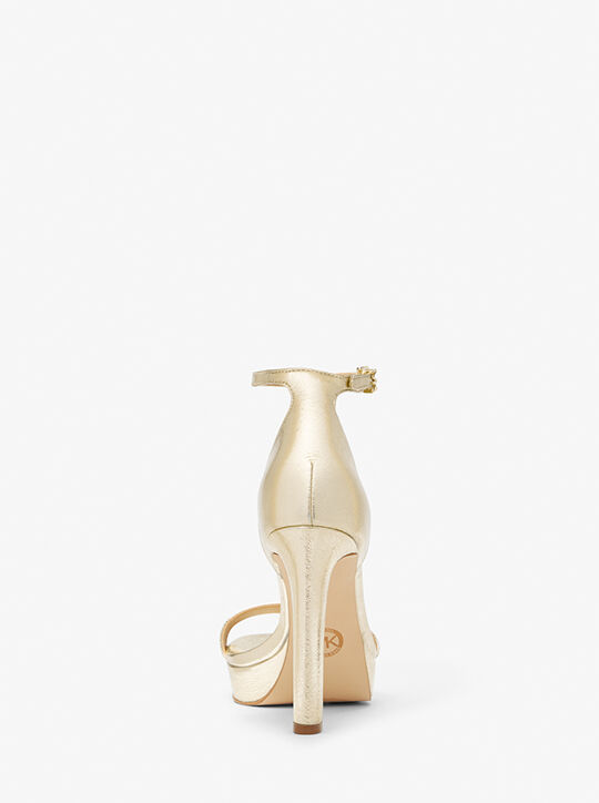 michael kors margot metallic faux leather platform sandal