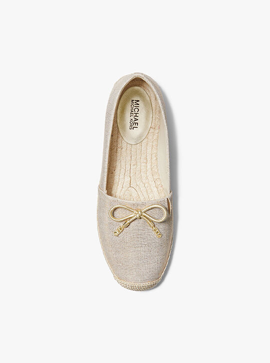 michael kors nori metallic linen slip on espadrille