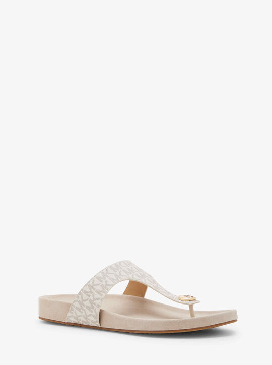 Signature Leather T-Strap Sandal michael kors signature leather t strap sandal