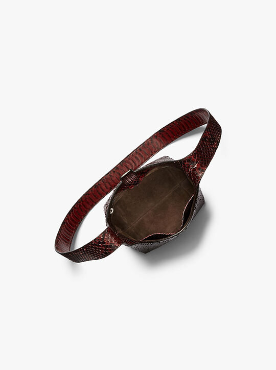 Dede Mini Python Embossed Leather Hobo Bag michael kors dede mini python embossed leather hobo bag