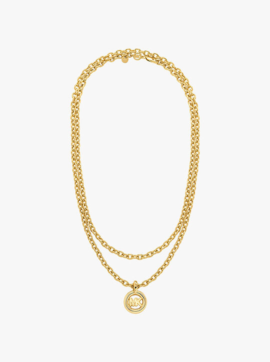 michael kors double layer logo necklace