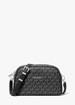 michael kors jet set small signature logo camera crossbody bag