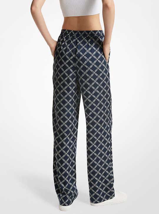 michael kors empire logo print satin pajama pants