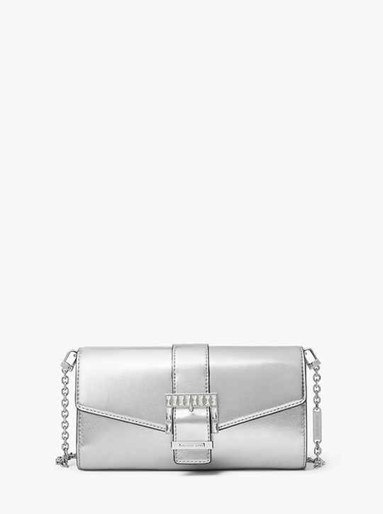 Penelope Medium Metallic Faux Leather Clutch michael kors penelope medium metallic faux leather clutch