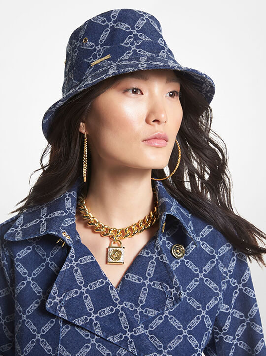Empire Logo Jacquard Denim Bucket Hat, INDIGO RINSE  display picture 1