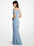 michael kors pleated stretch knit off the shoulder maxi dress