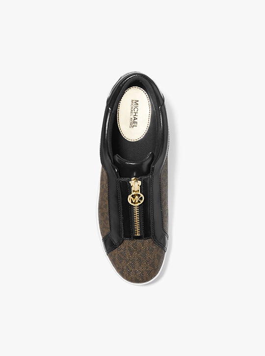 michael kors keaton signature logo zip up sneaker