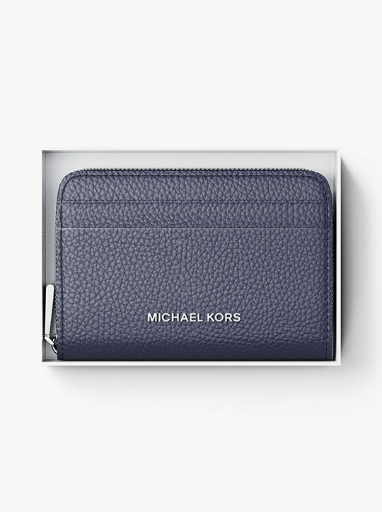 michael kors jet set small pebbled leather zip around card case