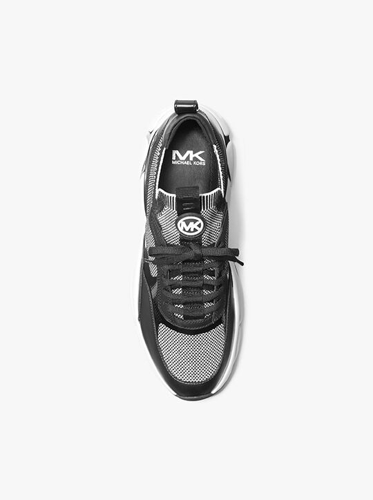 michael kors darius two tone stretch knit trainer