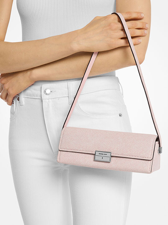 michael kors lunar new year ludlow small denim printed leather convertible pochette