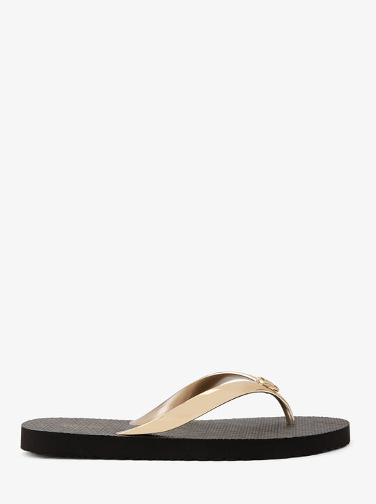 michael kors metallic logo pvc flip flops